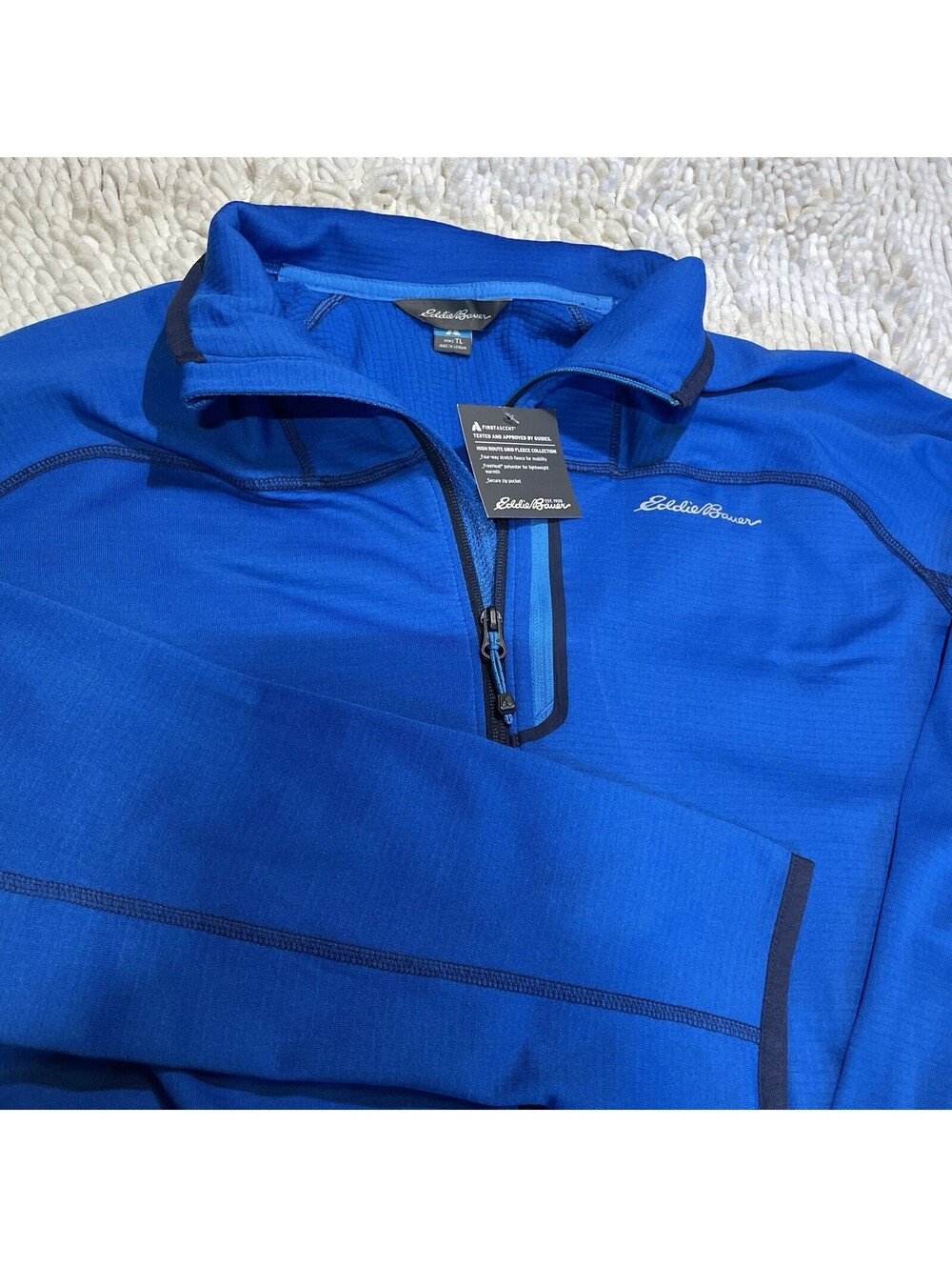 NWT Eddie Bauer First Ascent High Route Grid Full Zip Blue Jacket Mens LT/TL